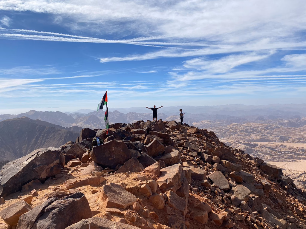 Guests on top of Jabel um Adami Tour, wadi rum, jordan 