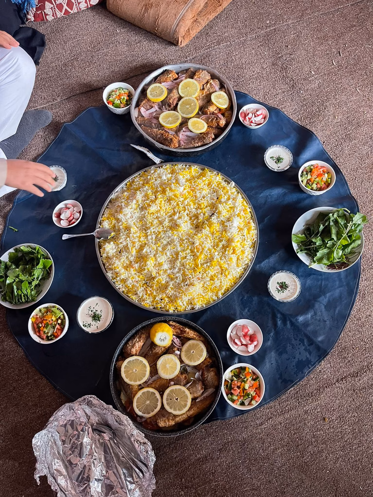 Dinner dishes at our Bedouin Camp