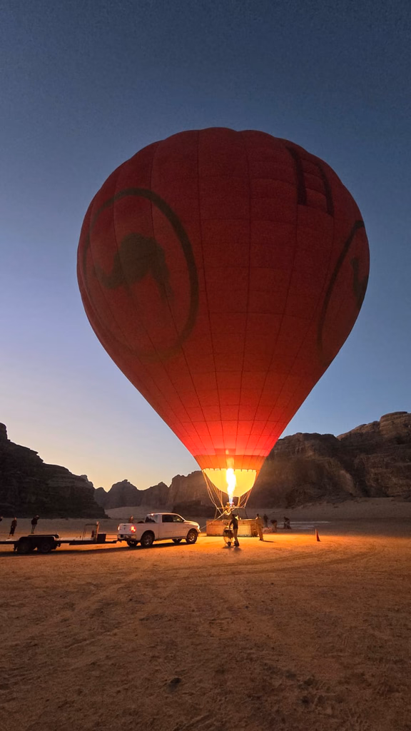 Hot Air Balloon at sunrise in Wadi Rum, Jordan