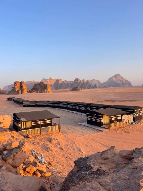 View of our Traditonal Bedouin Houses from above Wadi Rum, Jordan