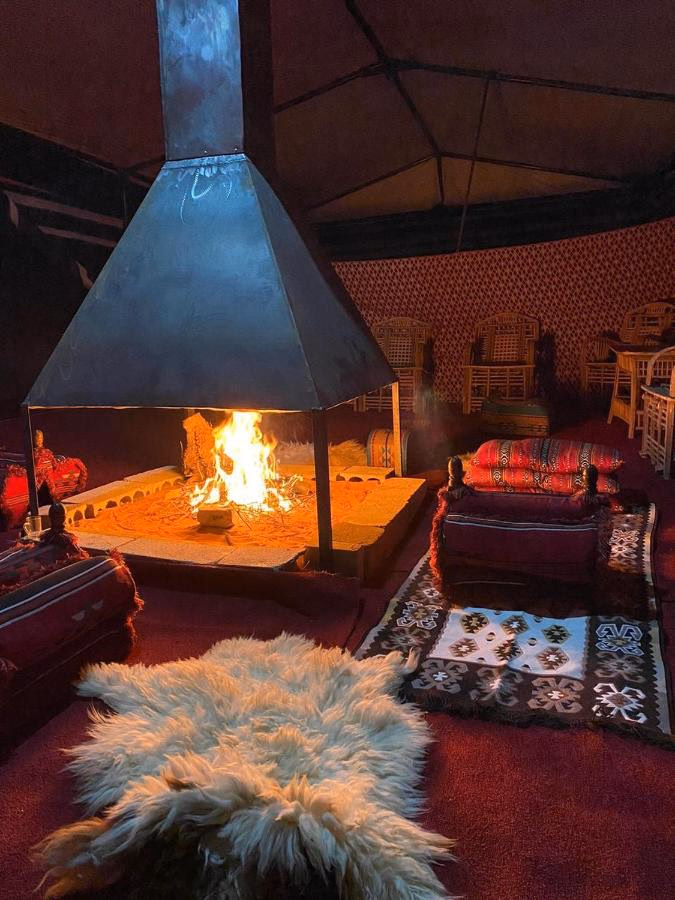 Enclosed Campfire Area in our camp, during the winter Wadi Rum, Jordan