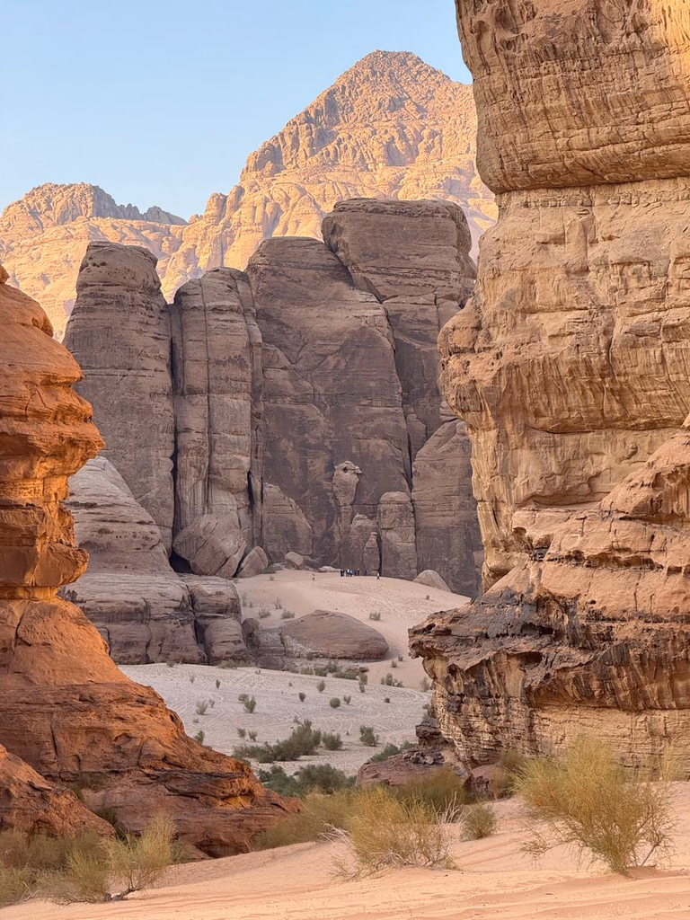 Narrow sandstone canyon in the Wadi Rum desert