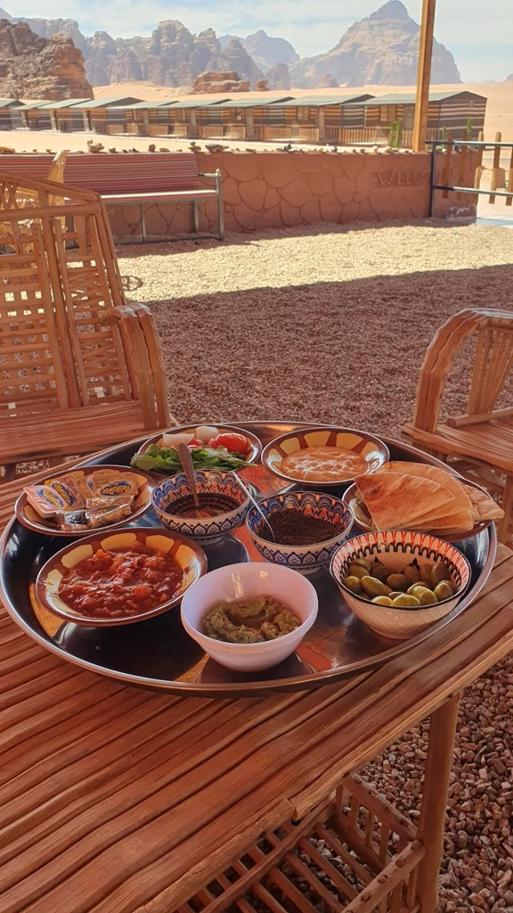 Breakfast dishes at our Bedouin Camp