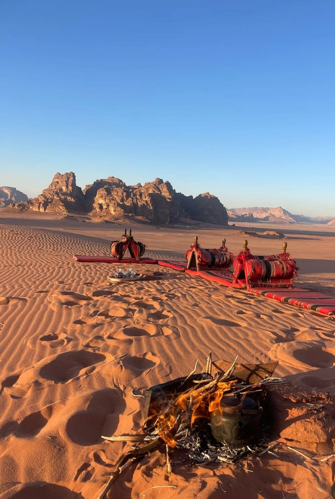 Cushions and mattresses in the Wadi Rum desert, jordan