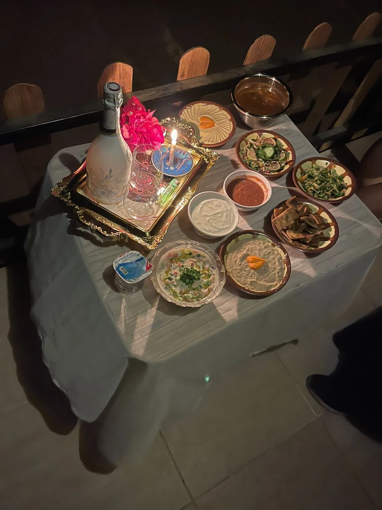 Romantic Dinner served on the terrace of a Camp House at our Camp