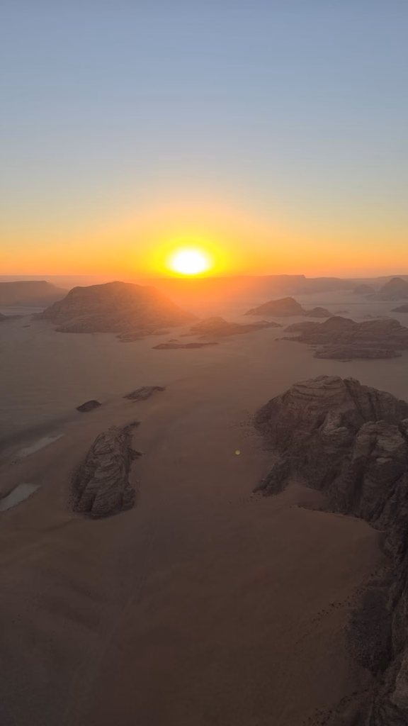 Sunrise from Hot Air Balloon in Wadi Rum, Jordan