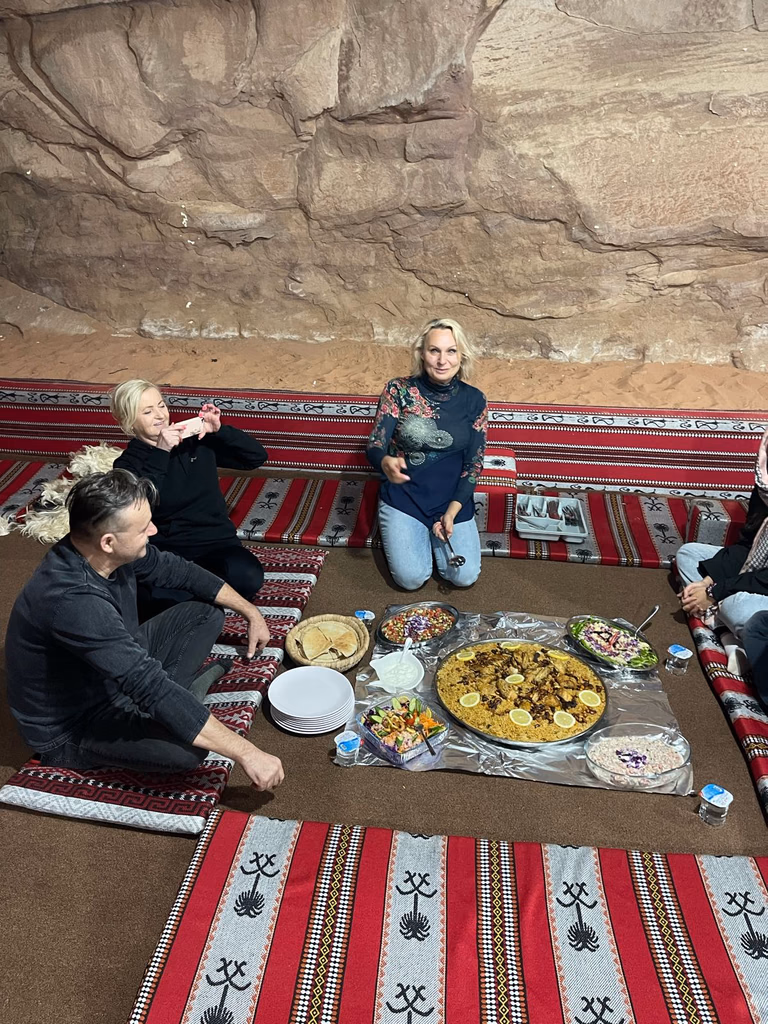 Lunch in the desert with our guests in Wadi Rum, Jordan
